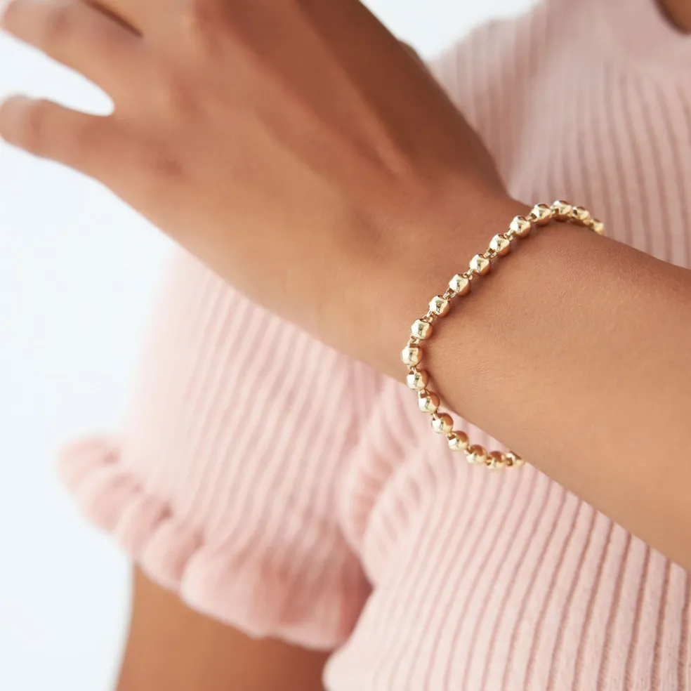 14K Gold 5 MM Bead Bracelet
