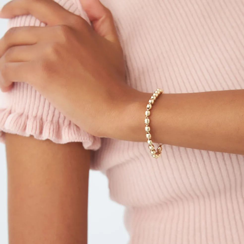14K Gold 5 MM Bead Bracelet