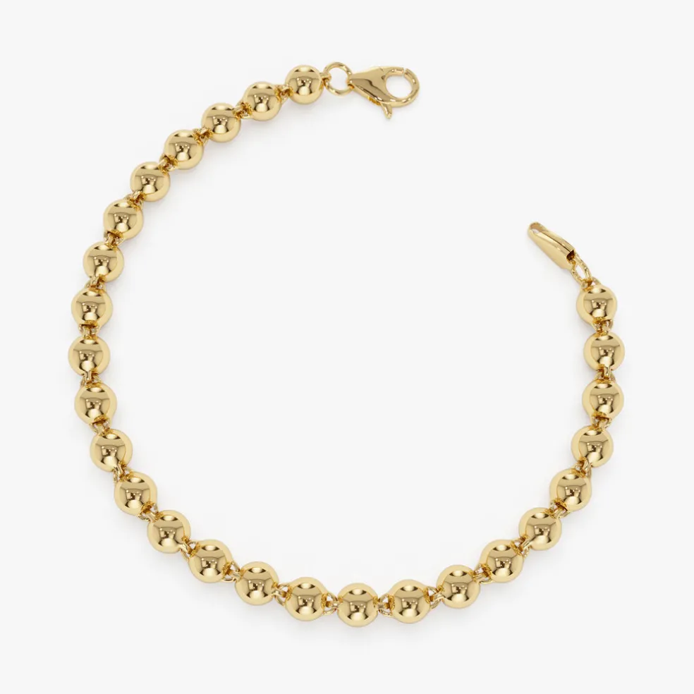 14K Gold 5 MM Bead Bracelet