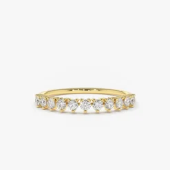 14K Gold 3 Prong Diamond Wedding Ring