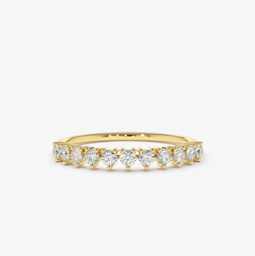 14K Gold 3 Prong Diamond Wedding Ring
