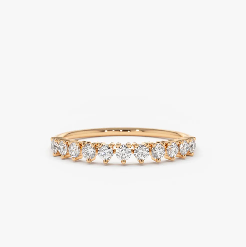14K Gold 3 Prong Diamond Wedding Ring