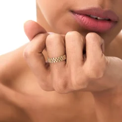 14k Gold 3 Row Link Ring