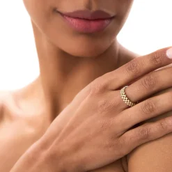 14k Gold 3 Row Link Ring