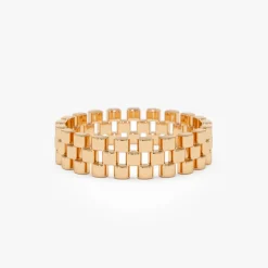 14k Gold 3 Row Link Ring