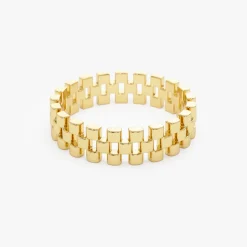 14k Gold 3 Row Link Ring