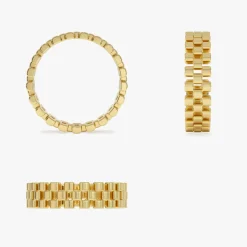 14k Gold 3 Row Link Ring