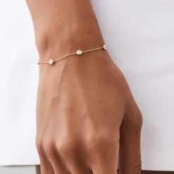 14K Gold 5 Stone 0.50ctw Diamond by The Yard Solitaire Bracelet