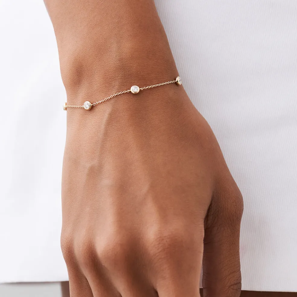 14K Gold 5 Stone 0.50ctw Diamond by The Yard Solitaire Bracelet