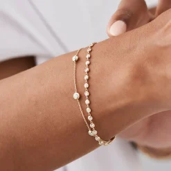 14K Gold 5 Stone 0.50ctw Diamond by The Yard Solitaire Bracelet