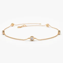 14K Gold 5 Stone 0.50ctw Diamond by The Yard Solitaire Bracelet
