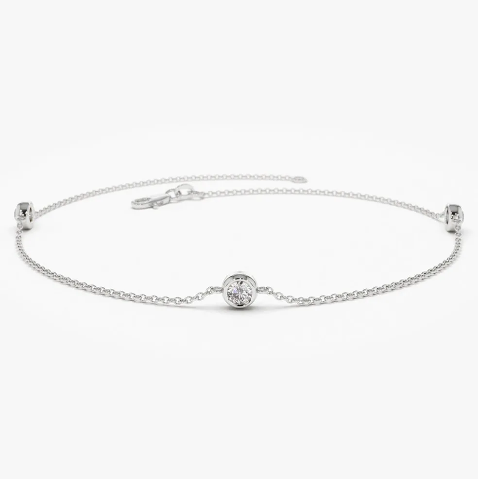14K Gold 5 Stone 0.50ctw Diamond by The Yard Solitaire Bracelet