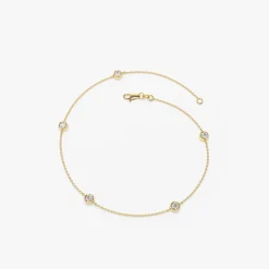 14K Gold 5 Stone 0.50ctw Diamond by The Yard Solitaire Bracelet