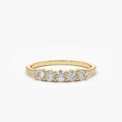14K Gold 5 Stone Diamond Anniversary Ring