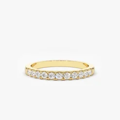 14K Gold 11 Stone Diamond Wedding Band 1/3ct