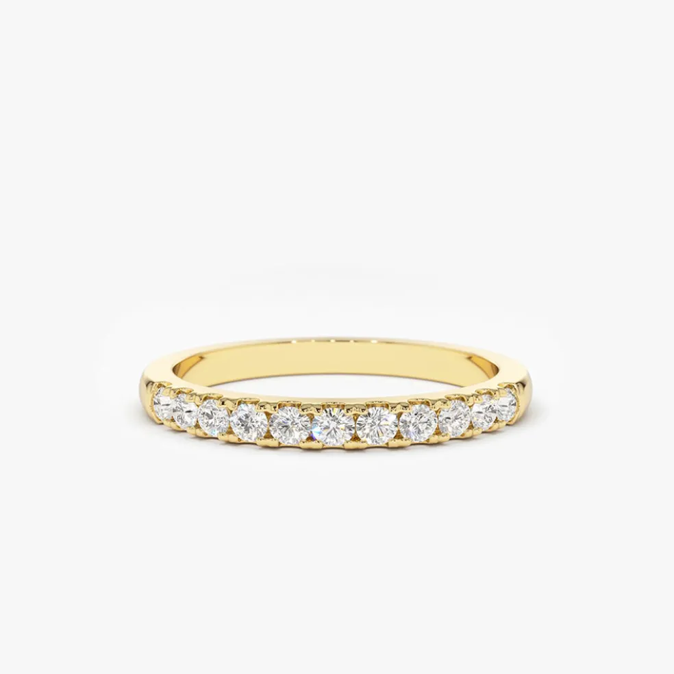 14K Gold 11 Stone Diamond Wedding Band 1/3ct