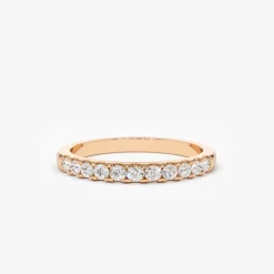 14K Gold 11 Stone Diamond Wedding Band 1/3ct