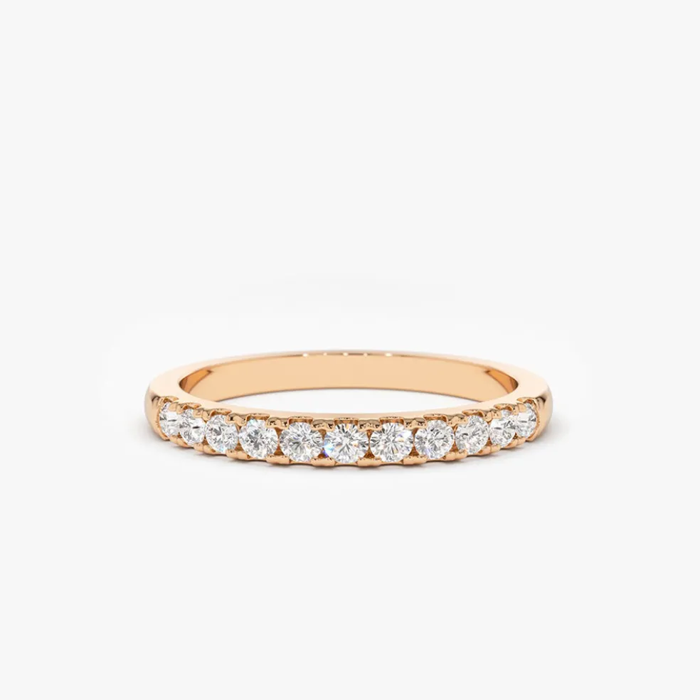 14K Gold 11 Stone Diamond Wedding Band 1/3ct