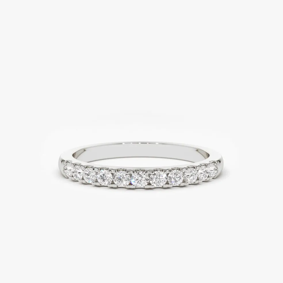 14K Gold 11 Stone Diamond Wedding Band 1/3ct