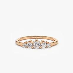14K Gold 5 Stone Graduating Diamond Wedding Ring
