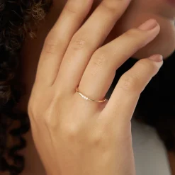 14K Gold 3 Stone Minimalist Diamond Ring