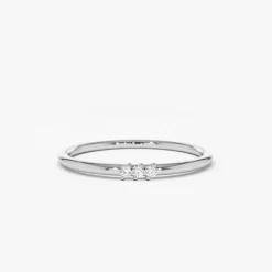 14K Gold 3 Stone Minimalist Diamond Ring