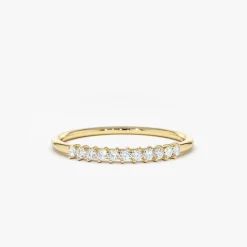 14K Gold 11 Stone Petite Diamond Wedding Band