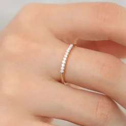 14K Gold 11 Stone Petite Diamond Wedding Band