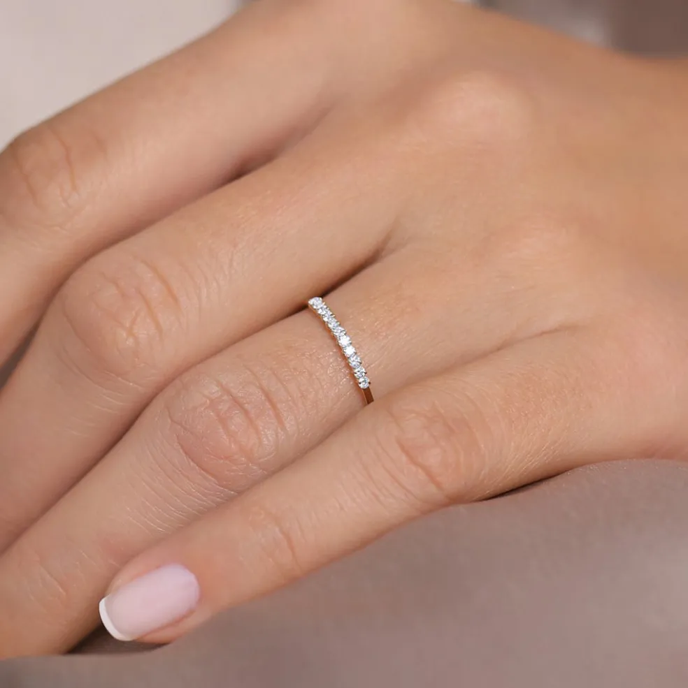 14K Gold 11 Stone Petite Diamond Wedding Band