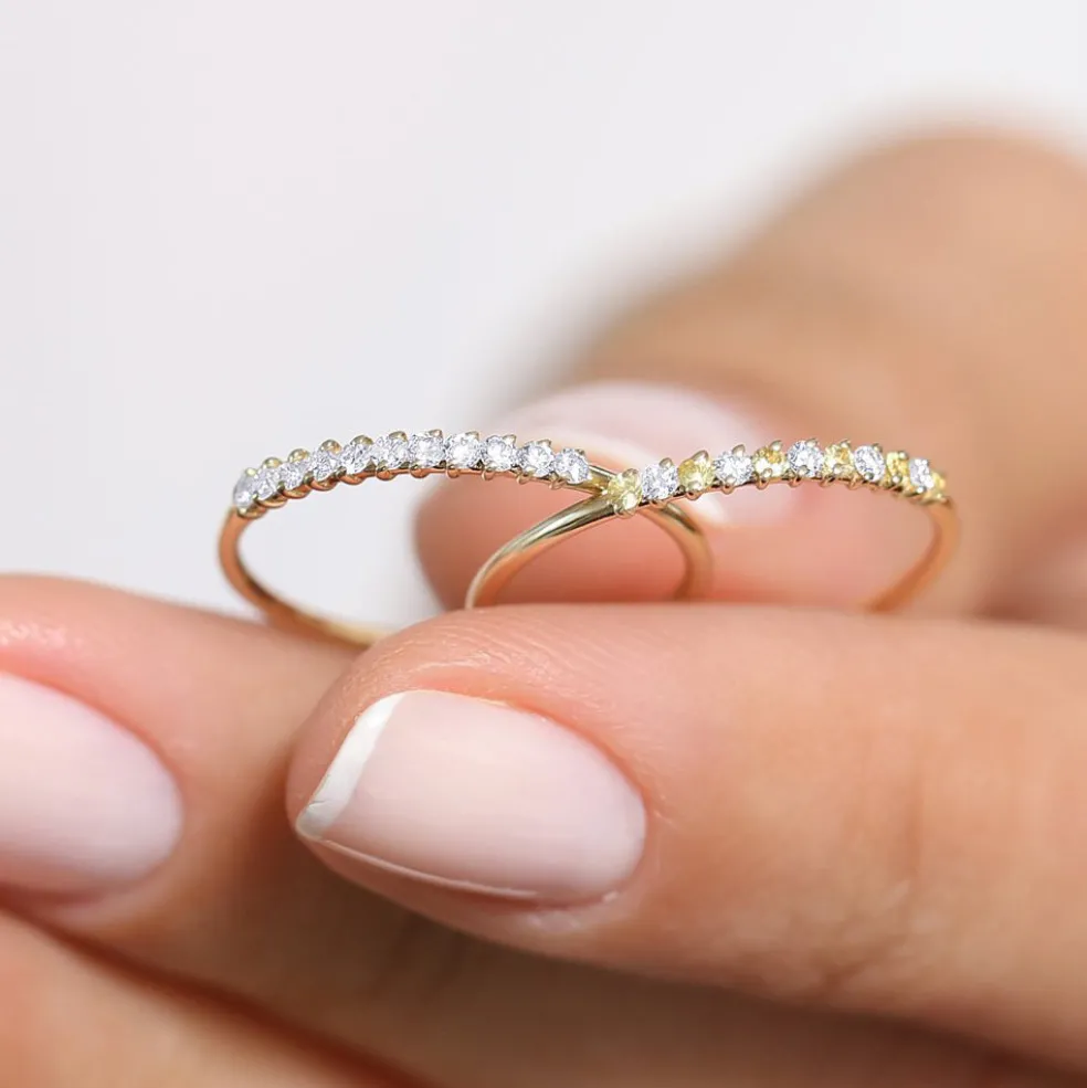 14K Gold 11 Stone Petite Diamond Wedding Band