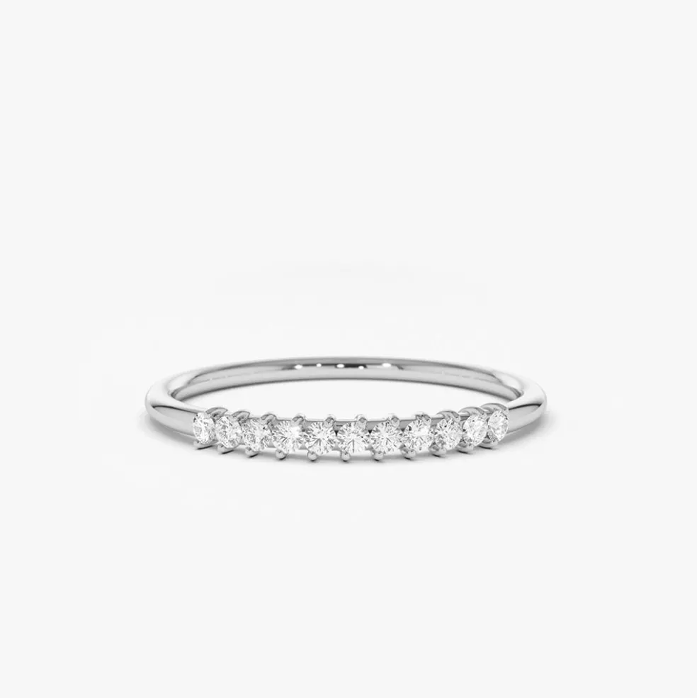 14K Gold 11 Stone Petite Diamond Wedding Band