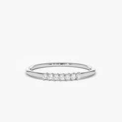 14k Gold 7 Stone Petite Diamond Wedding Band