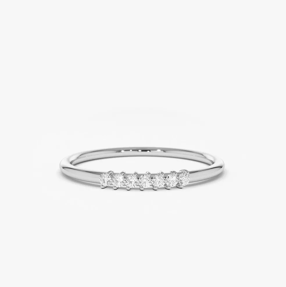 14k Gold 7 Stone Petite Diamond Wedding Band