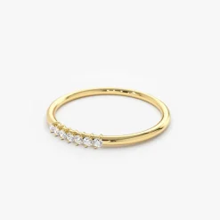 14k Gold 7 Stone Petite Diamond Wedding Band