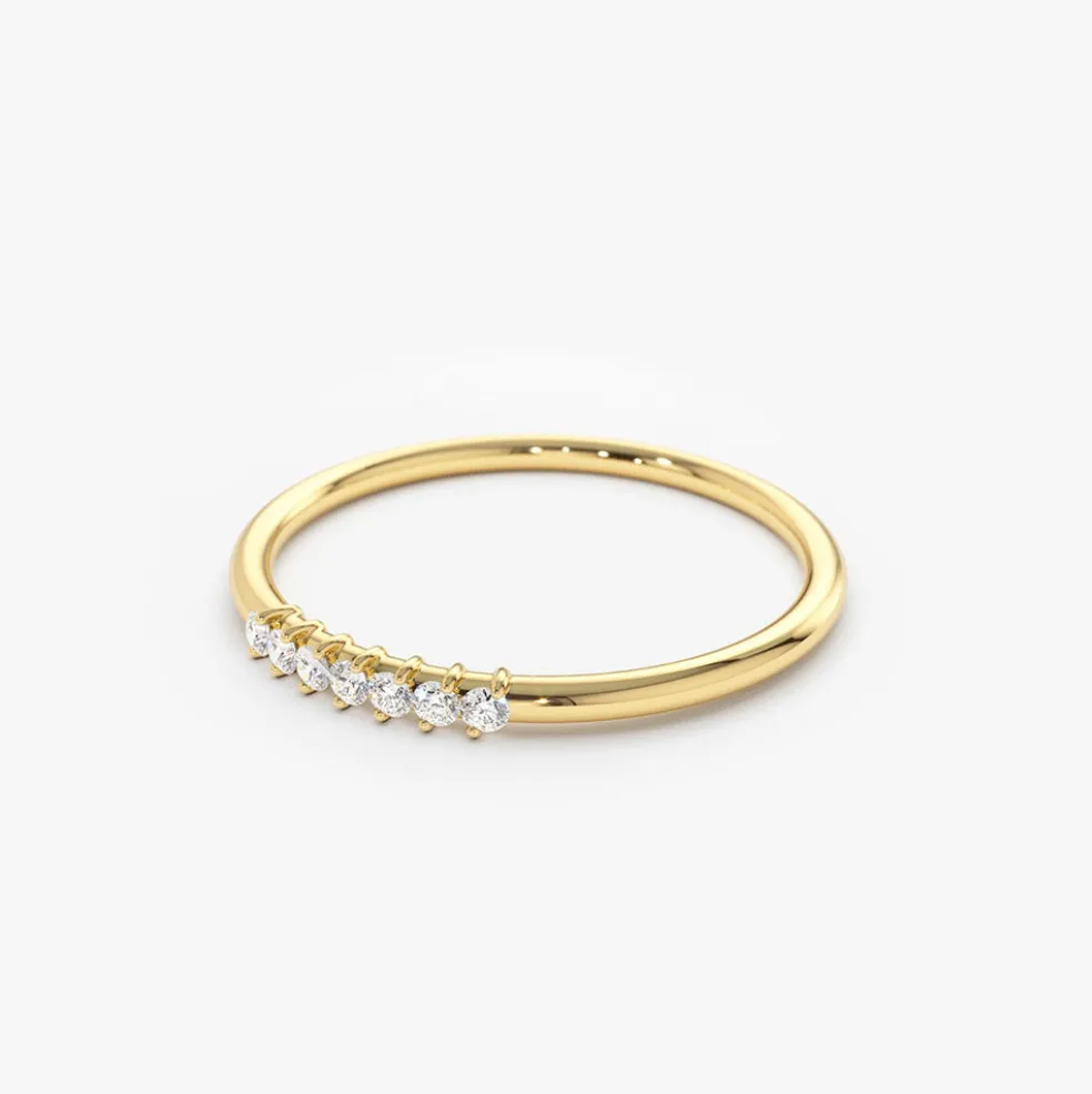 14k Gold 7 Stone Petite Diamond Wedding Band
