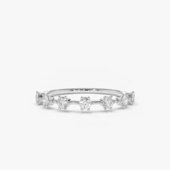 14K Gold 7 Stone Round Diamond Wedding Ring