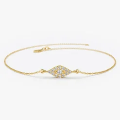 14k Gold All Diamond Evil Eye Bracelet