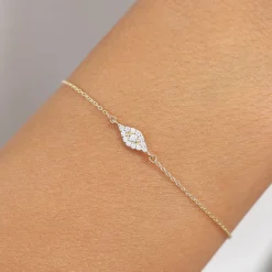 14k Gold All Diamond Evil Eye Bracelet