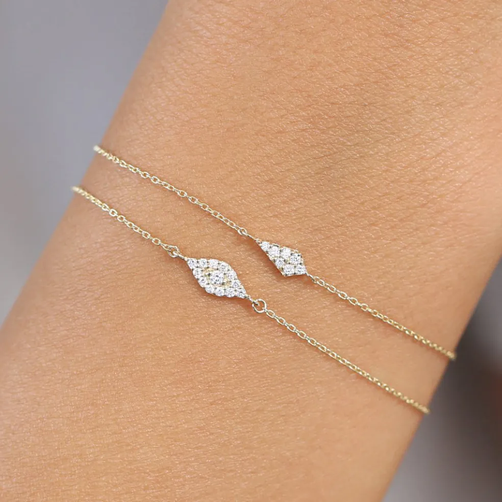 14k Gold All Diamond Evil Eye Bracelet