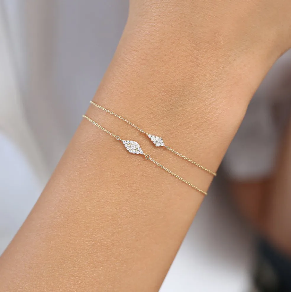 14k Gold All Diamond Evil Eye Bracelet