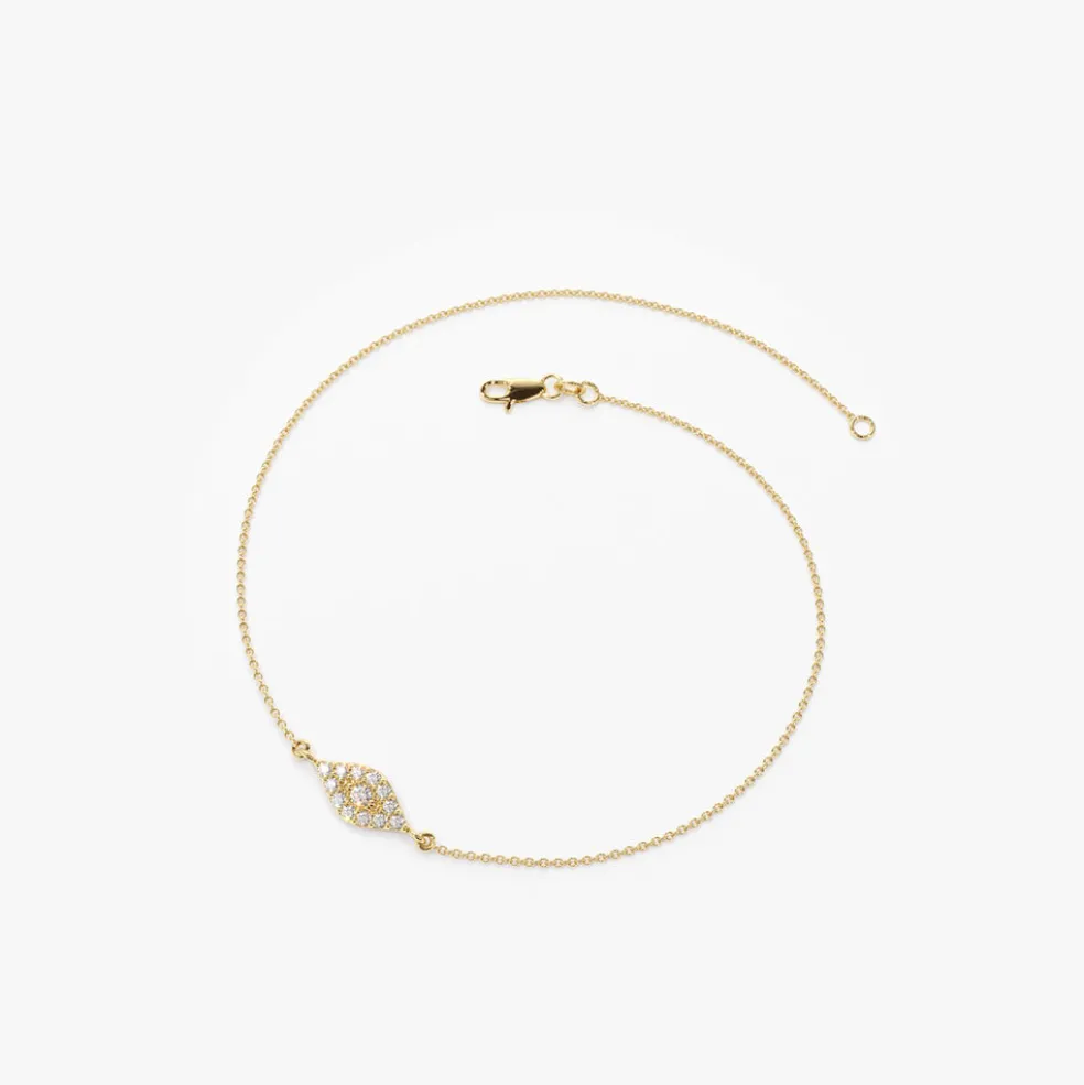 14k Gold All Diamond Evil Eye Bracelet