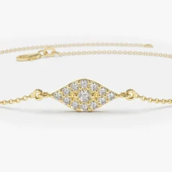 14k Gold All Diamond Evil Eye Bracelet