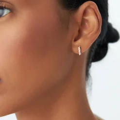 14K Gold Alternating Marquise and Round Diamond Studs