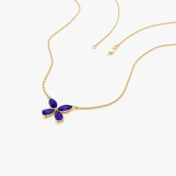 14K Gold Amethyst Butterfly Necklace