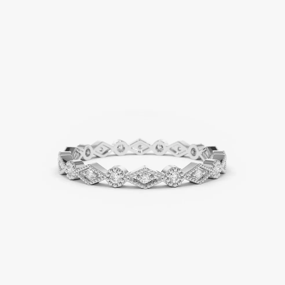 14K Gold Art Deco Diamond Eternity Band