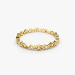 14K Gold Art Deco Diamond Eternity Band