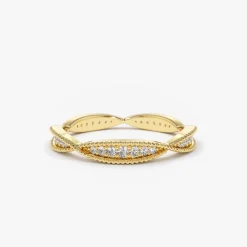 14K Gold Art Deco Graduating Diamond Full Eternity Ring
