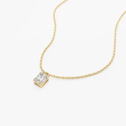 14K Gold Baguette & Round Diamond Charm Pendant