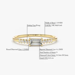 14K Gold Baguette & Round Diamond Engagement Ring