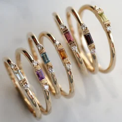14K Gold Baguette Amethyst With Diamond Ring